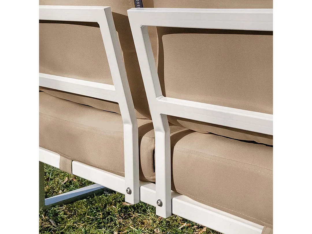 Soldeo ligstoel chaise longue cappucino - wit frame