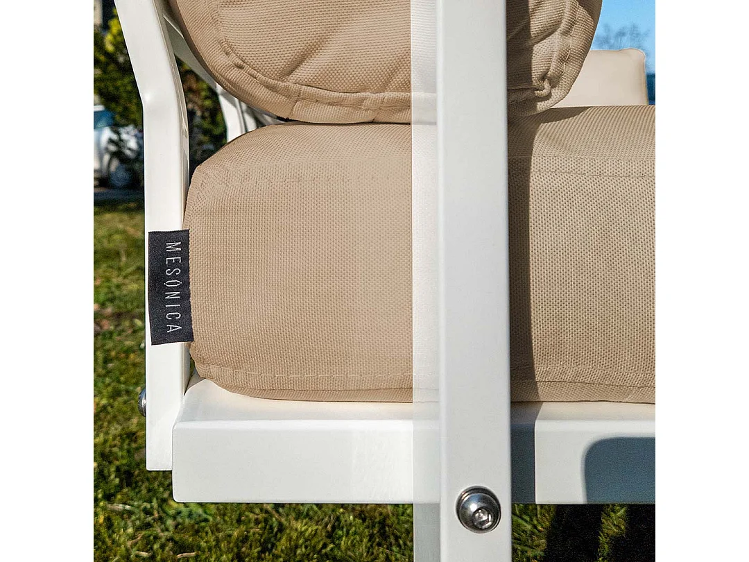 Soldeo ligstoel chaise longue cappucino - wit frame