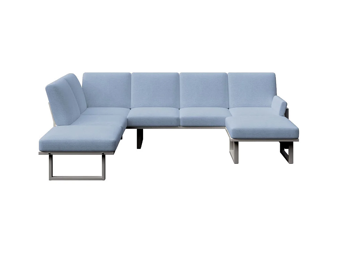 Soledo panoramische bank lichtblauw - antraciet frame