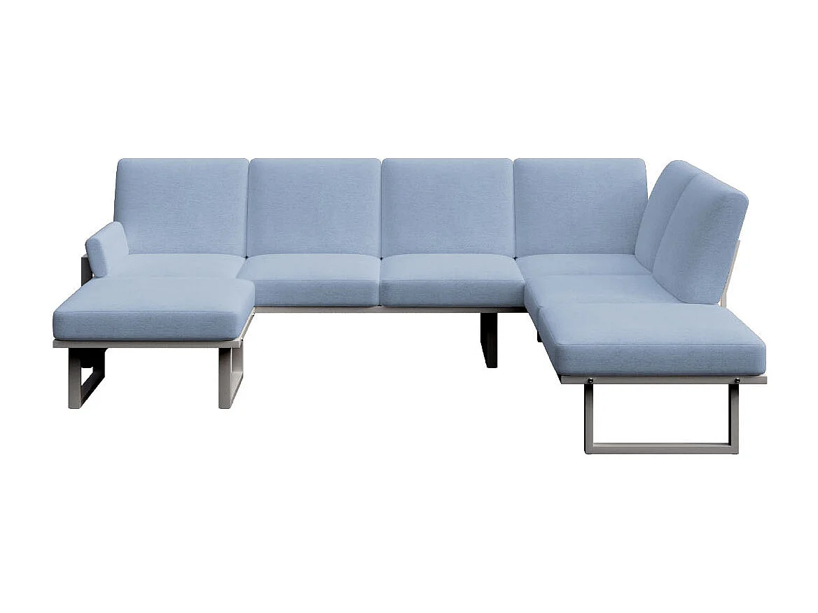 Soledo panoramische bank lichtblauw - antraciet frame