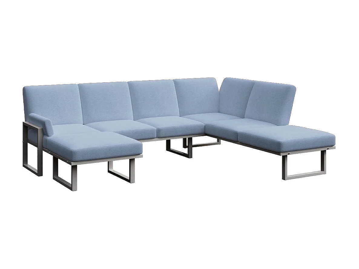 Soledo panoramische bank lichtblauw - antraciet frame