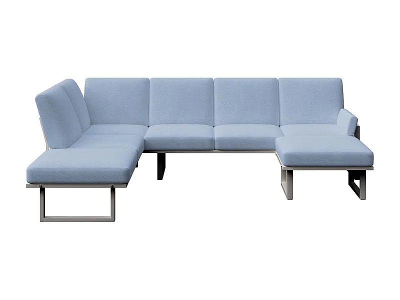 Soledo panoramische bank lichtblauw - antraciet frame