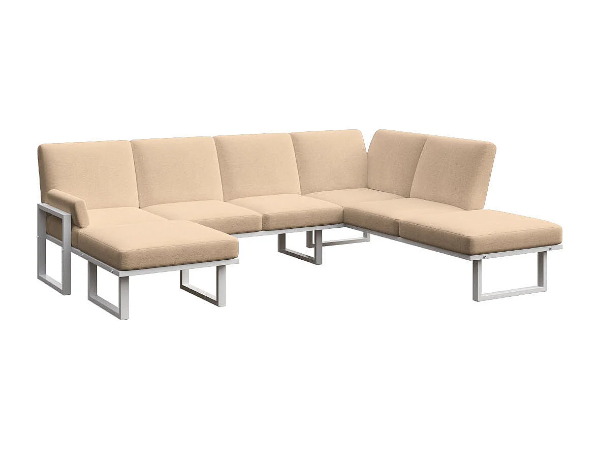 Soledo Canapé panoramique Cappucino - Cadre blanc