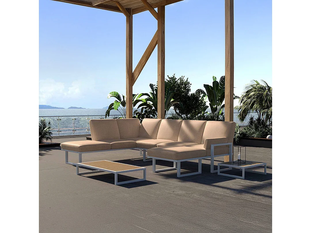 Soledo panoramische bank cappuccino - wit frame