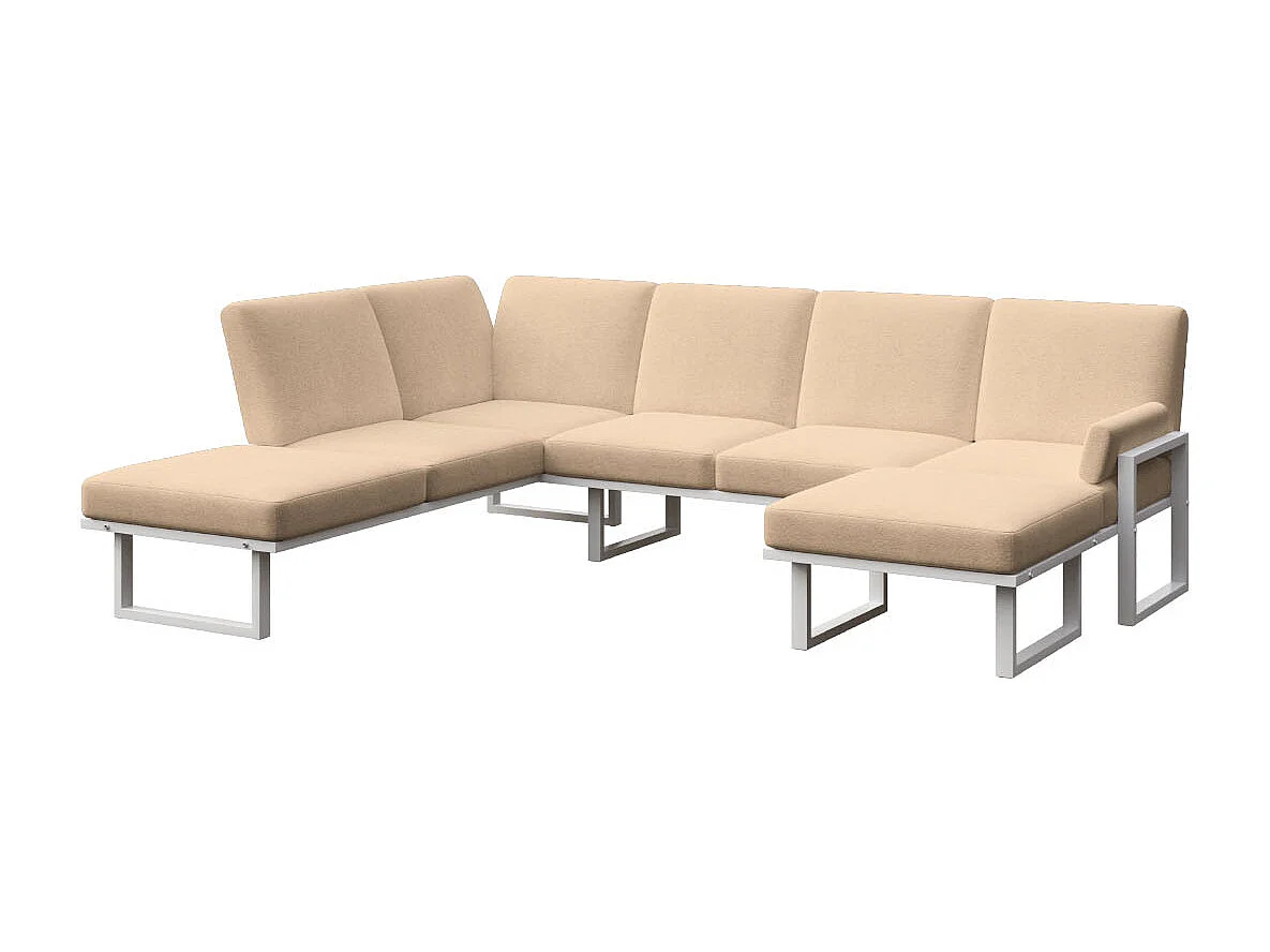 Soledo panoramische bank cappuccino - wit frame