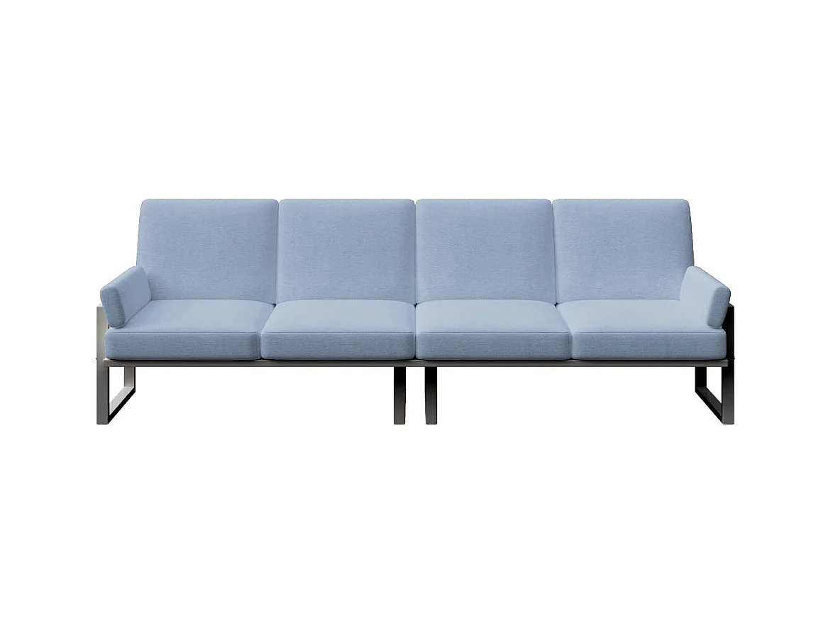Canapé 4 places Soledo Bleu clair - Cadre anthracite