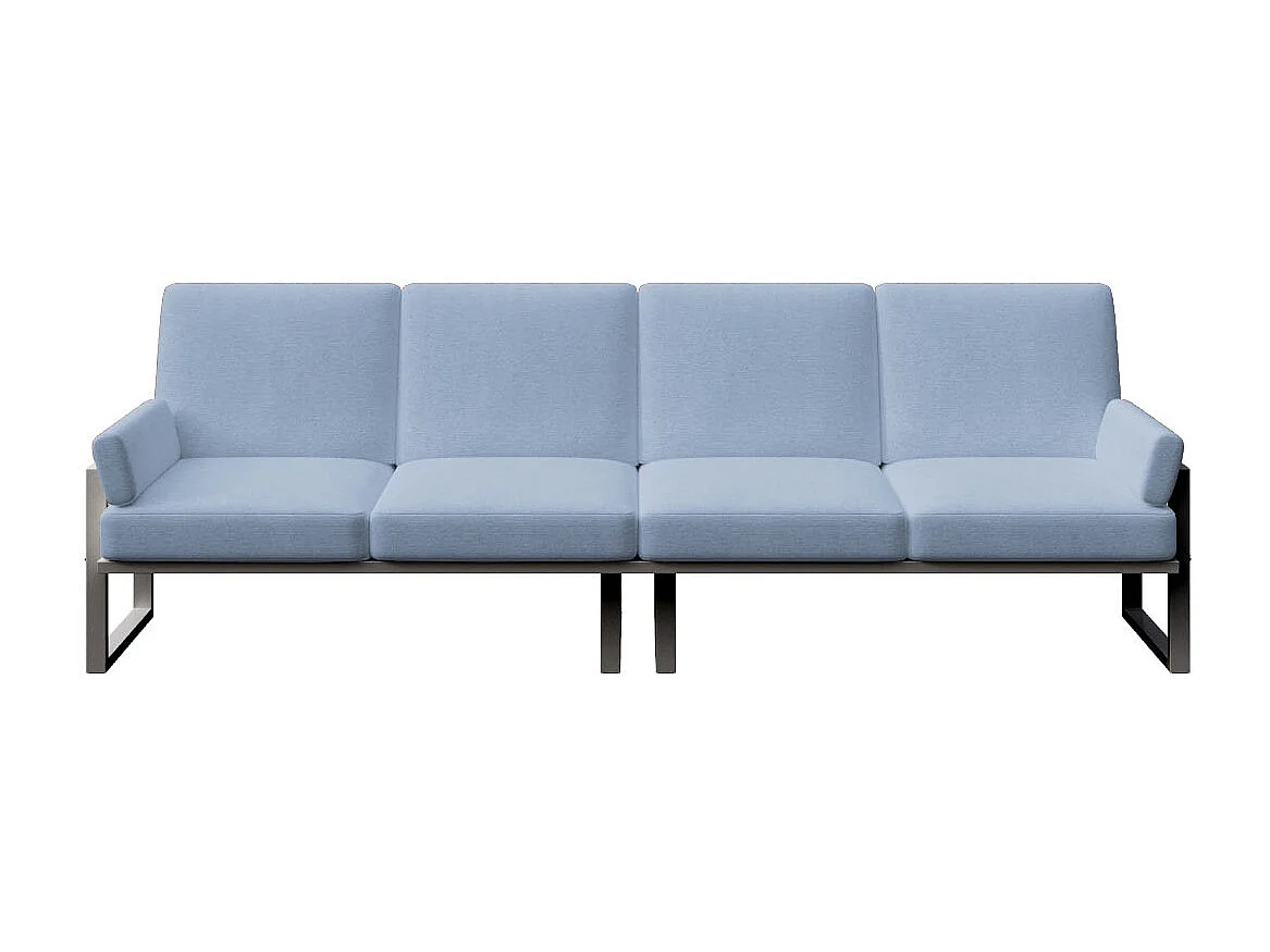 Canapé 4 places Soledo Bleu clair - Cadre anthracite