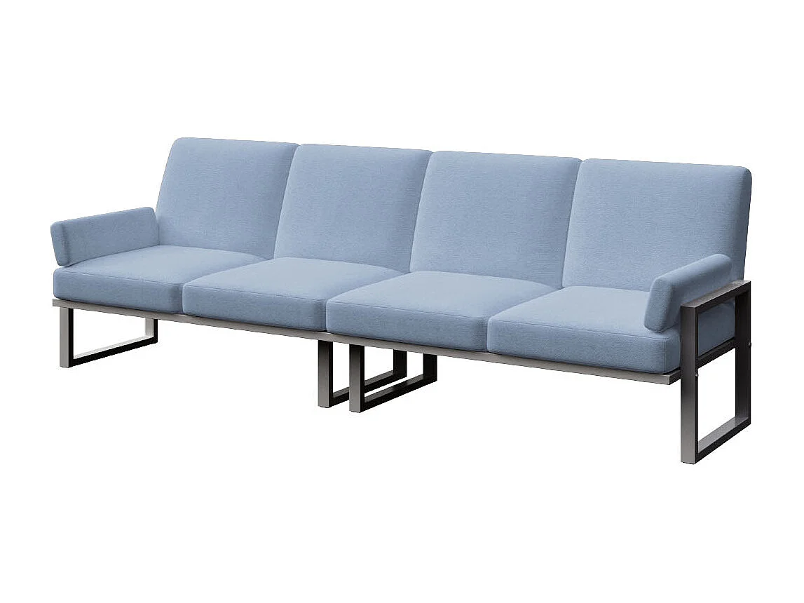 Canapé 4 places Soledo Bleu clair - Cadre anthracite