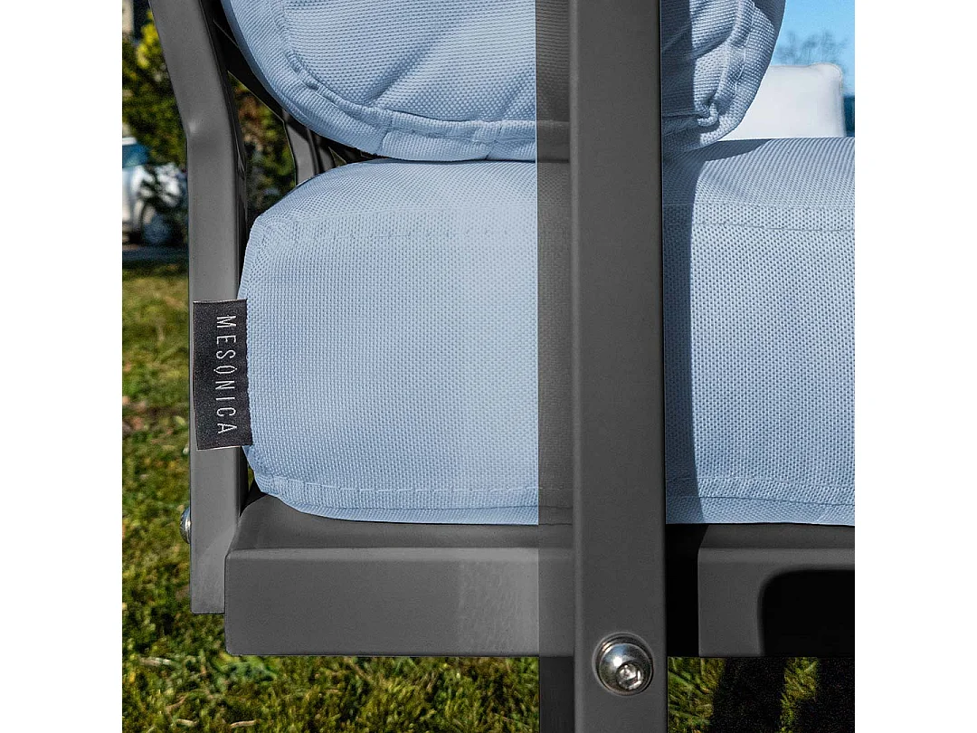 Canapé 4 places Soledo Bleu clair - Cadre anthracite