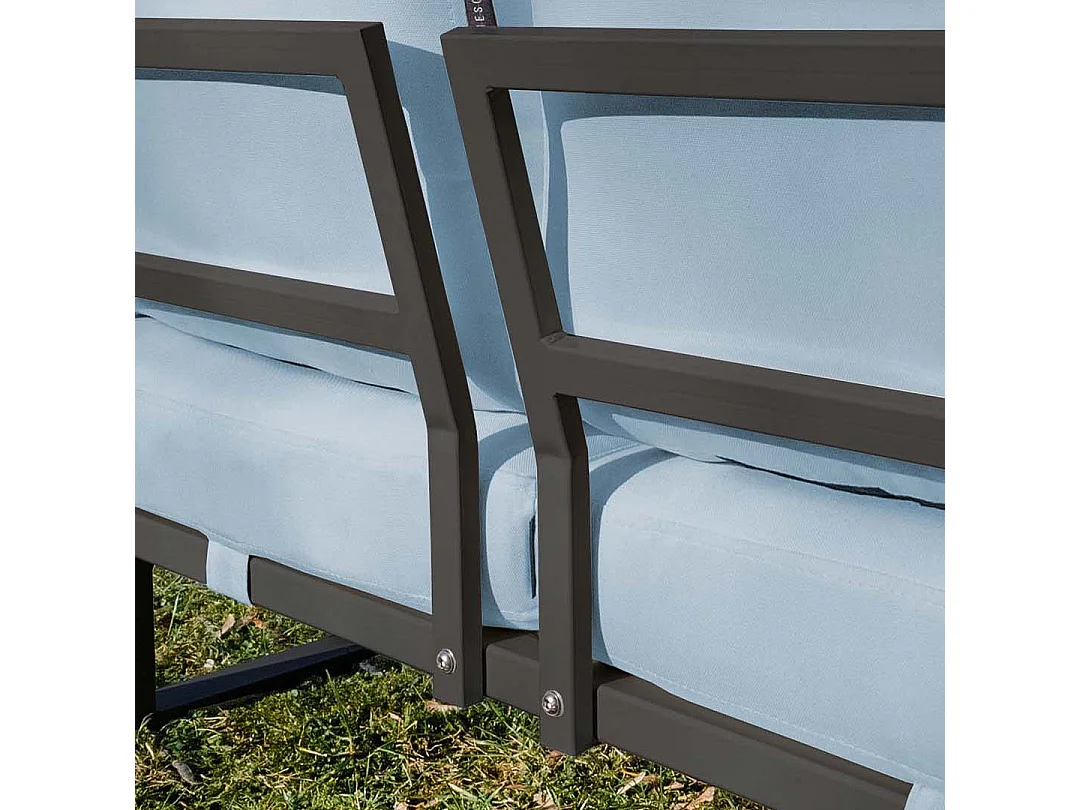 Canapé 4 places Soledo Bleu clair - Cadre anthracite