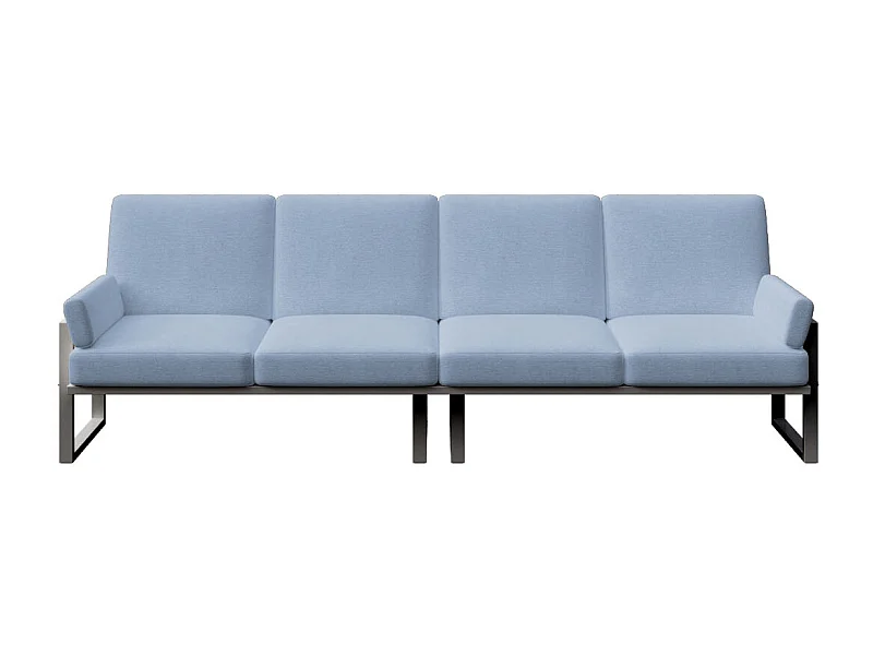 Soledo 4-zitsbank in lichtblauw - antraciet frame