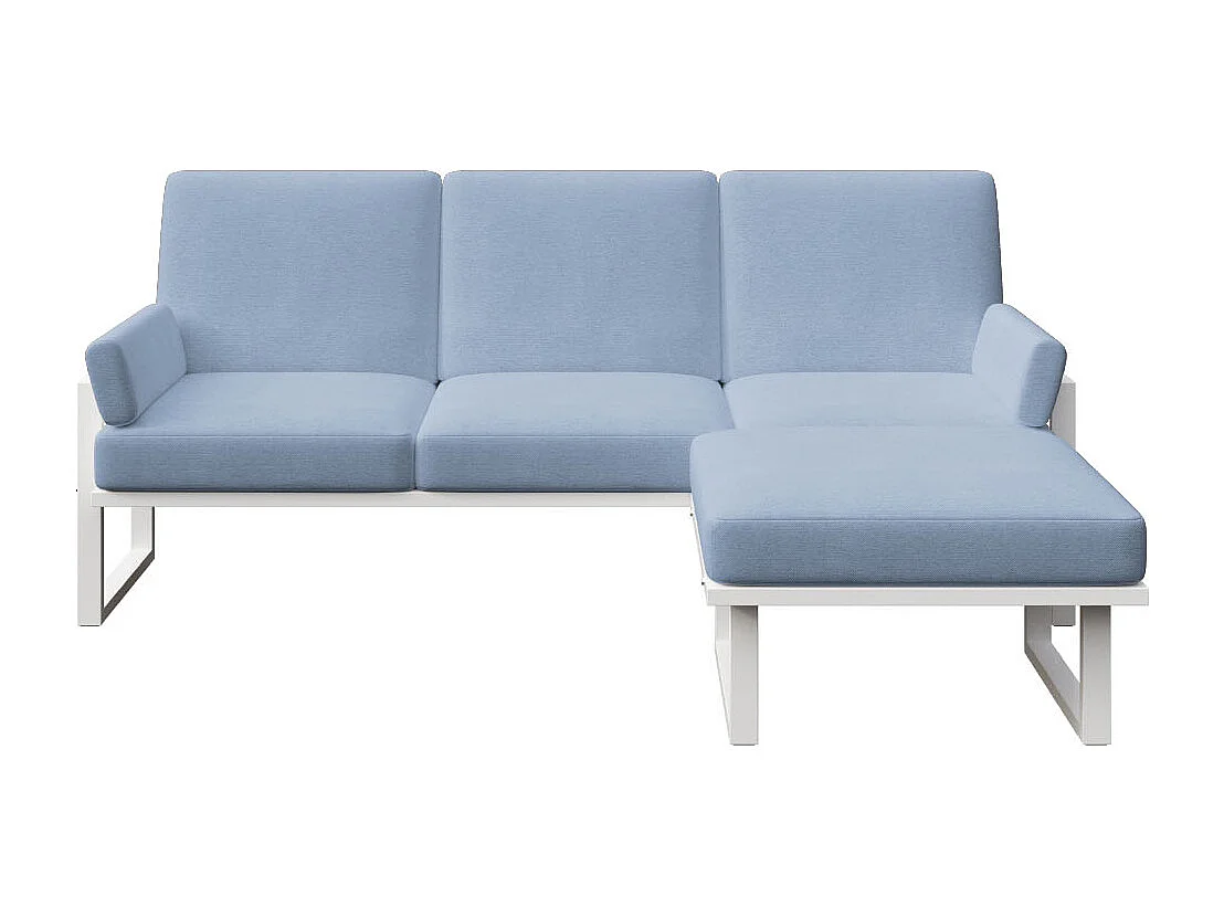 Soledo hoekbank lichtblauw - wit frame