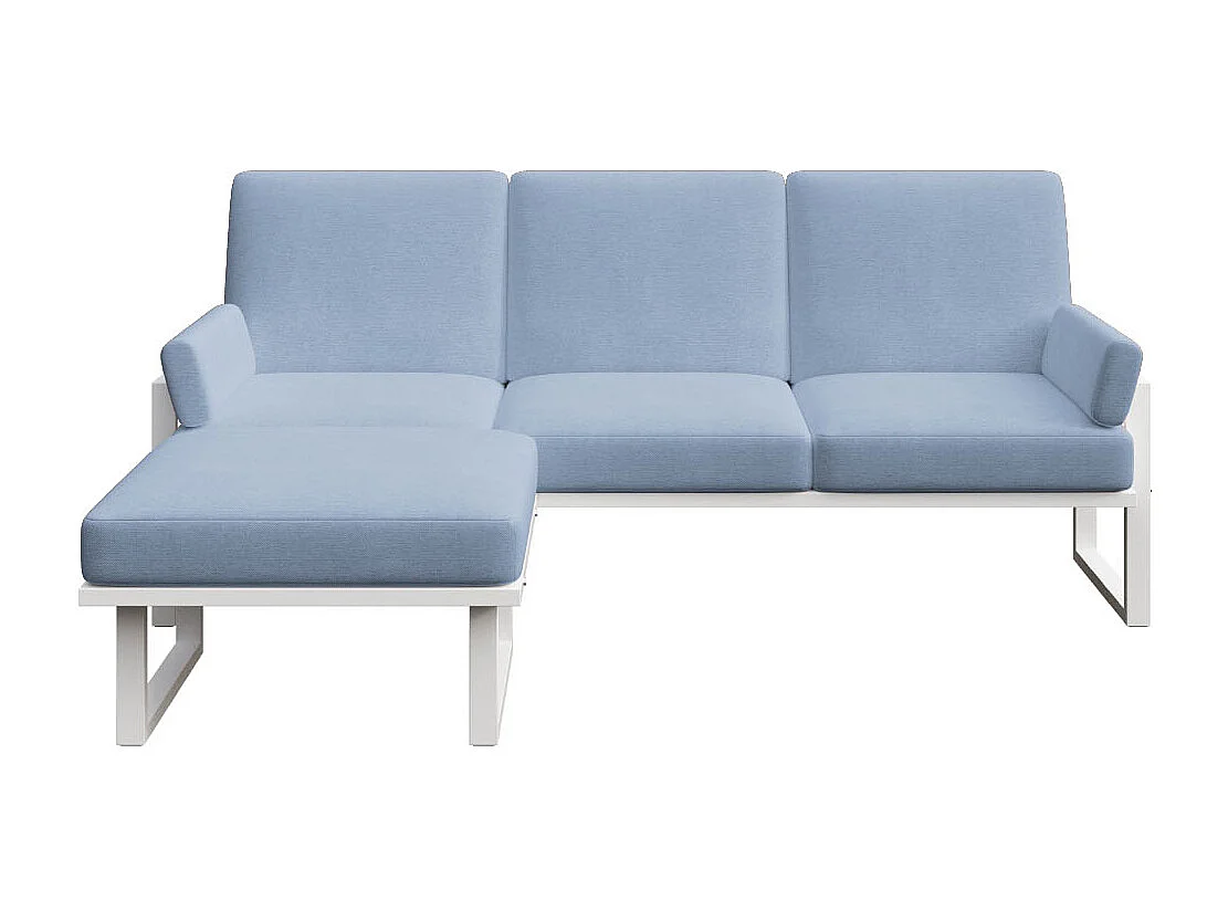 Soledo hoekbank lichtblauw - wit frame