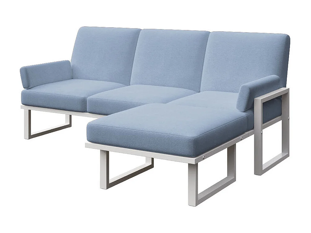 Soledo hoekbank lichtblauw - wit frame