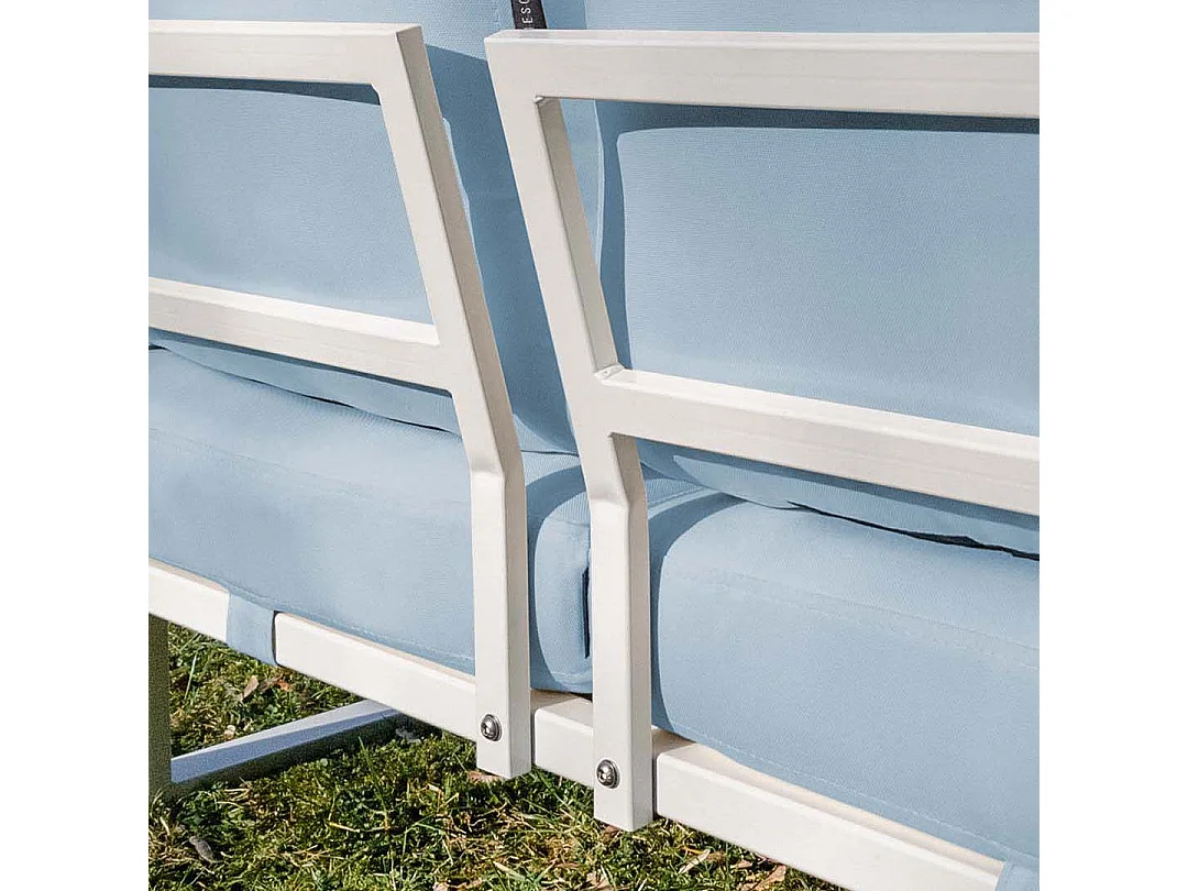 Soledo hoekbank lichtblauw - wit frame