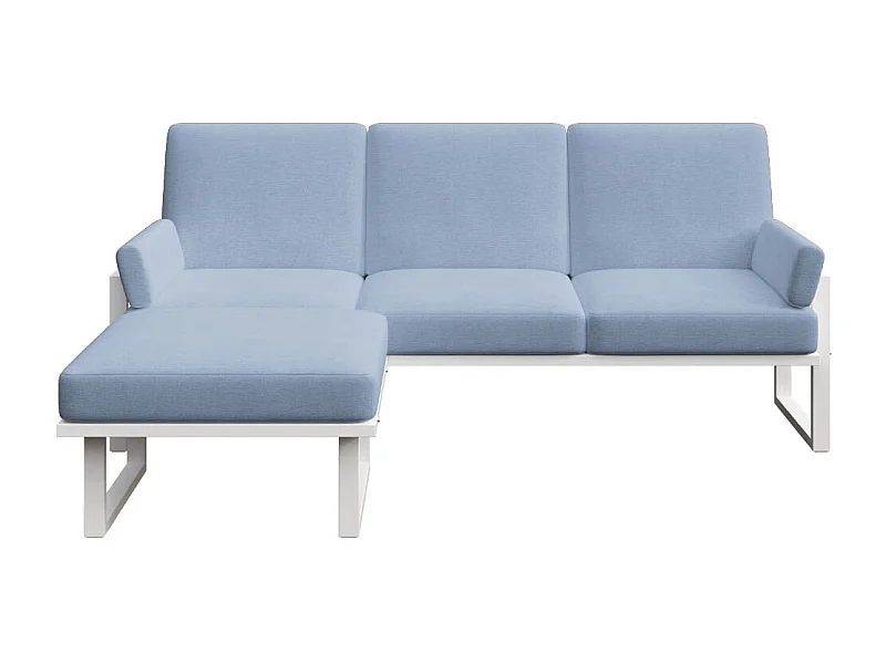 Soledo hoekbank lichtblauw - wit frame