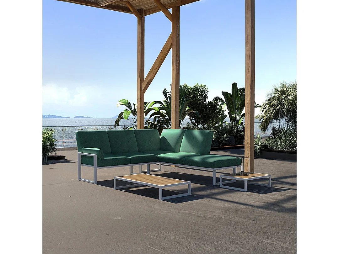 Soledo panoramische bank diepgroen - wit frame