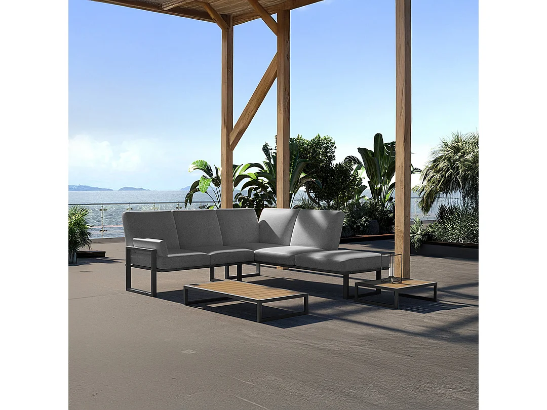 Soledo panoramische bank lichtgrijs - antraciet frame