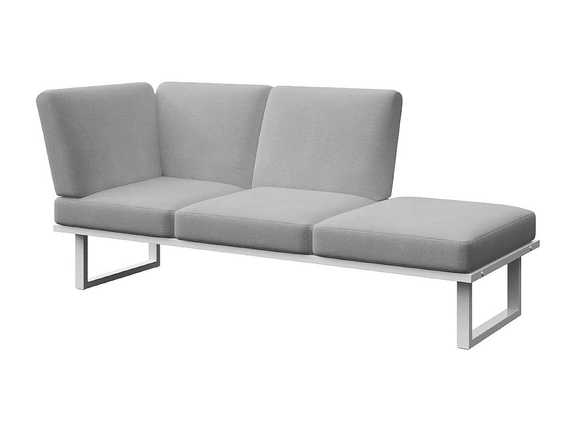 Soldeo ligstoel chaise longue lichtgrijze - wit frame