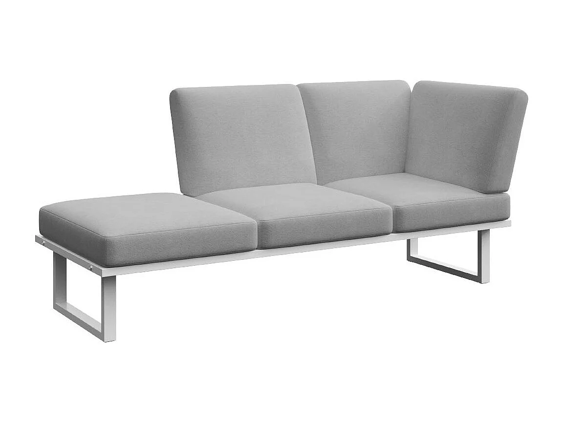 Soldeo ligstoel chaise longue lichtgrijze - wit frame