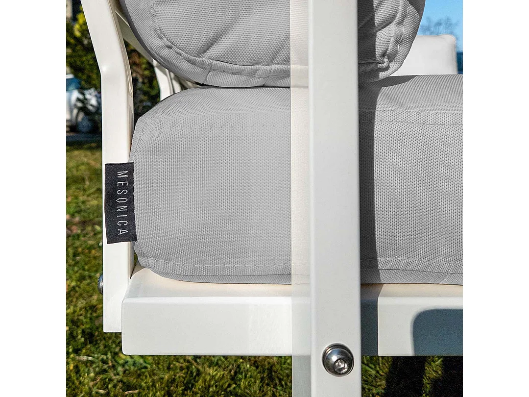 Soldeo ligstoel chaise longue lichtgrijze - wit frame