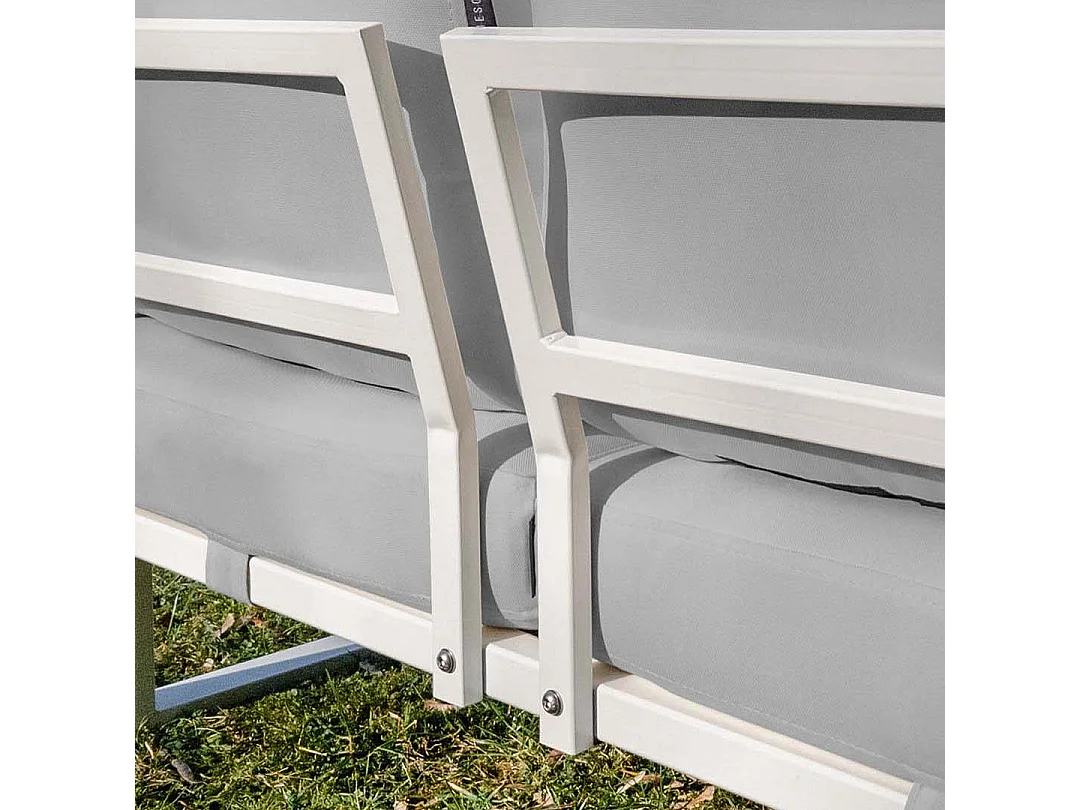 Soldeo ligstoel chaise longue lichtgrijze - wit frame