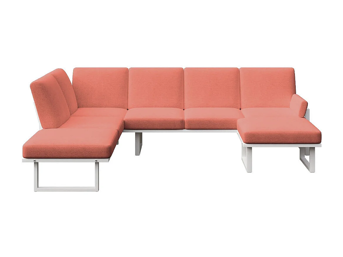 Soledo panoramische bank coral- wit frame