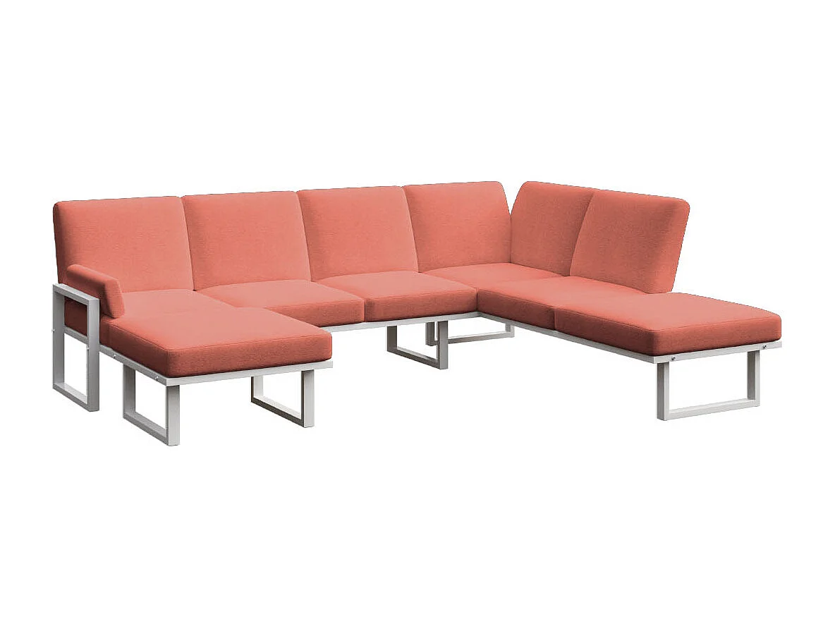 Soledo panoramische bank coral- wit frame