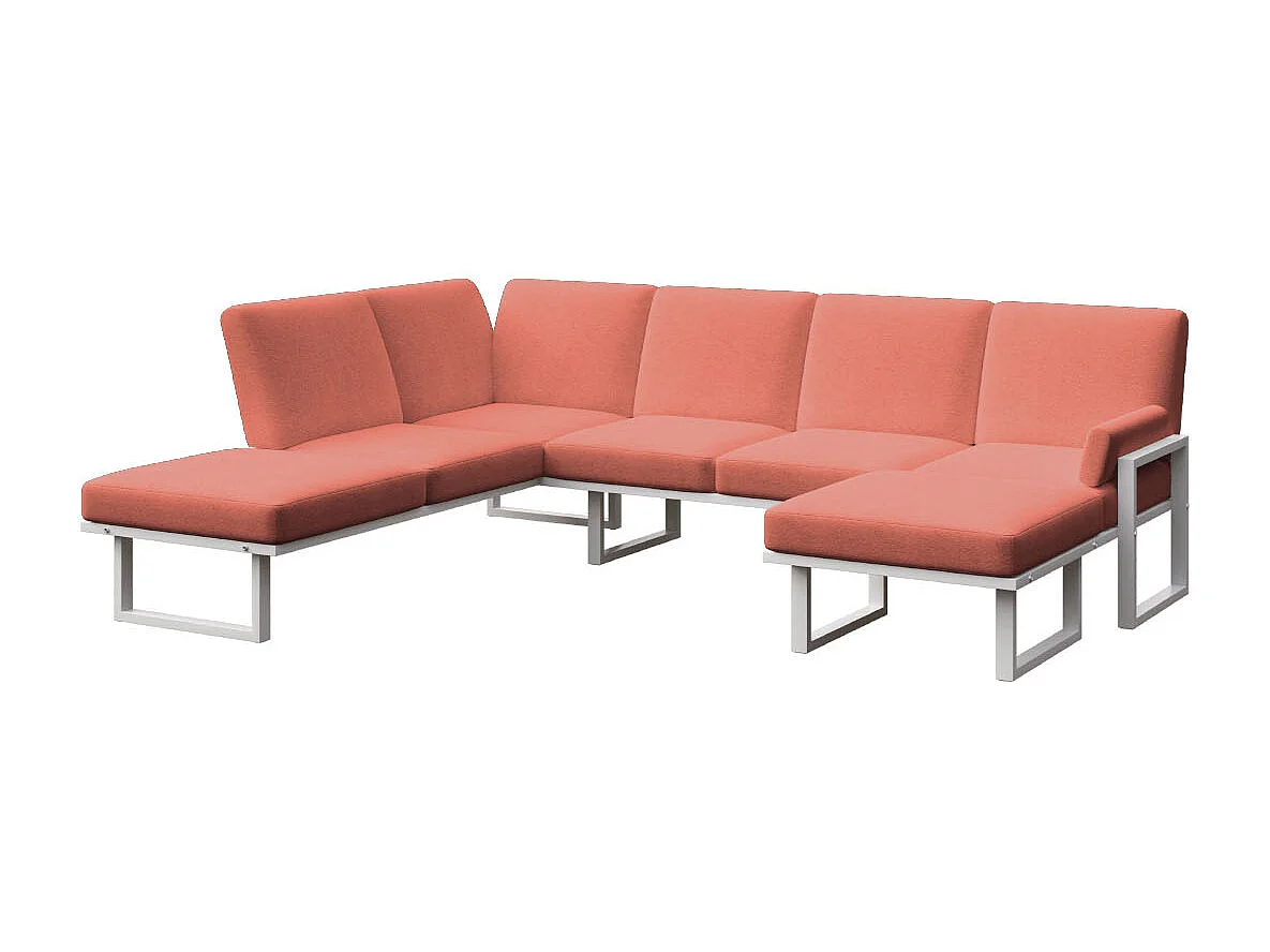 Soledo panoramische bank coral- wit frame