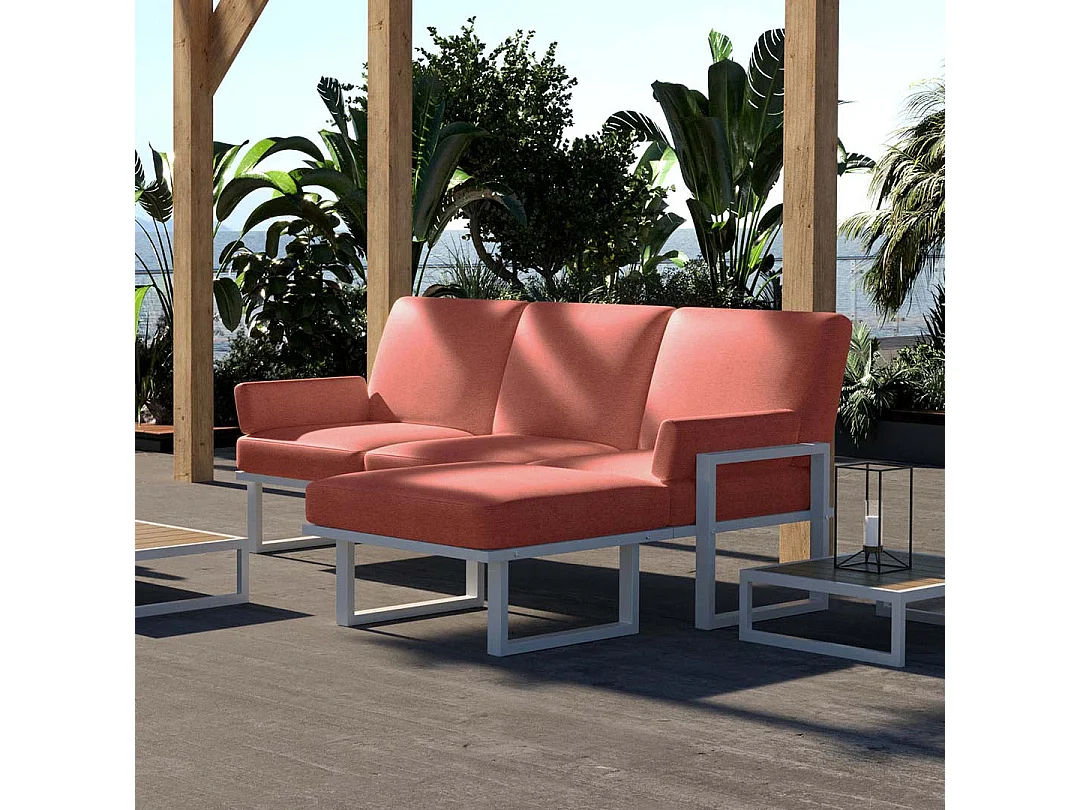 Soledo hoekbank coral - wit frame