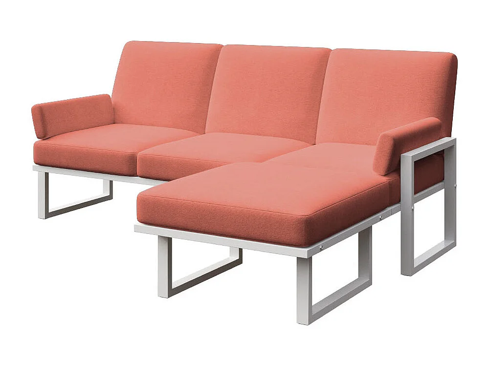 Soledo hoekbank coral - wit frame