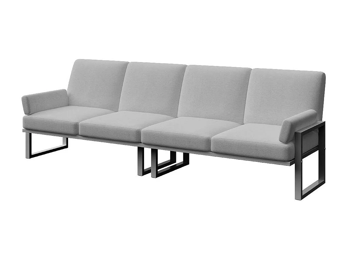 Soledo 4-zitsbank in lichtgrijs - antraciet frame