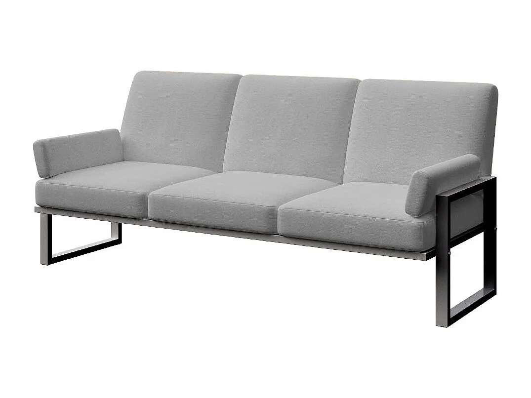 Soledo 3-zitsbank in lichtgrijs - antraciet frame