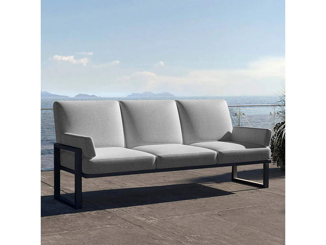 Soledo 3-zitsbank in lichtgrijs - antraciet frame