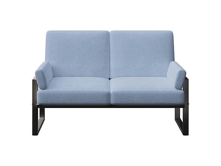 Canapé 2 places Soledo Bleu clair - Cadre anthracite