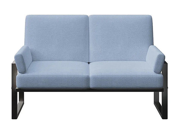 Canapé 2 places Soledo Bleu clair - Cadre anthracite