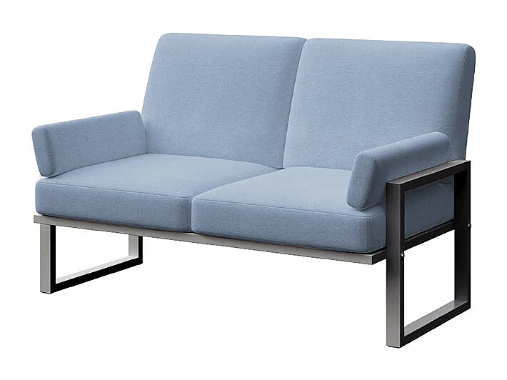 Canapé 2 places Soledo Bleu clair - Cadre anthracite