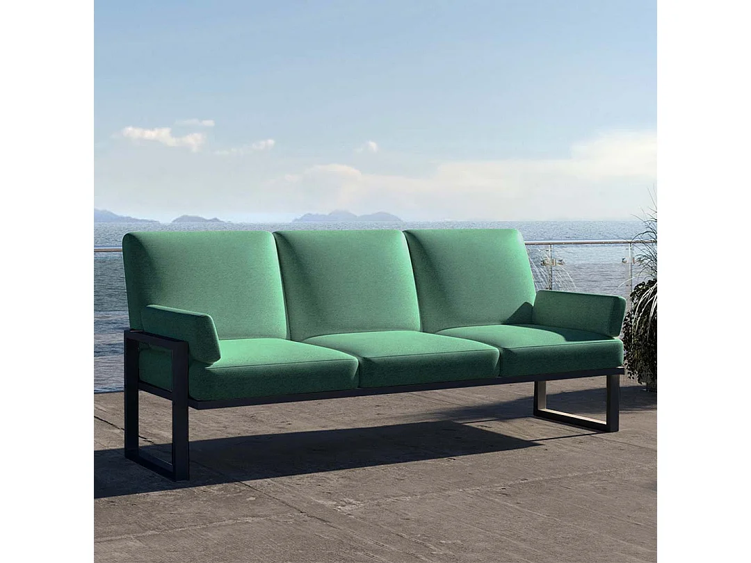 Soledo 3-zitsbank in diepgroen - antraciet frame