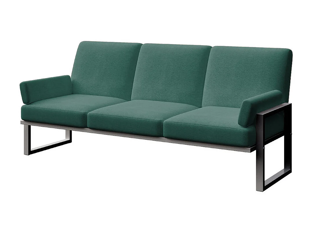 Canapé 3 places Soledo Vert profond - Cadre Anthracite