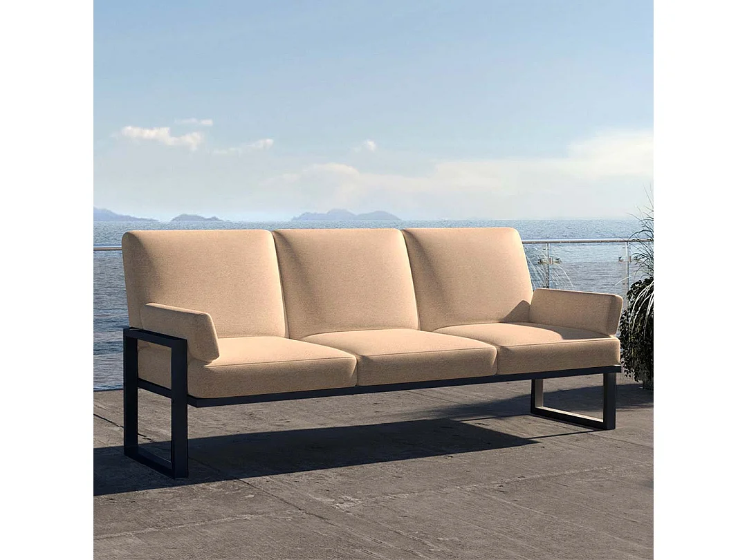 Soledo 3-zitsbank cappuccino - antraciet structuur