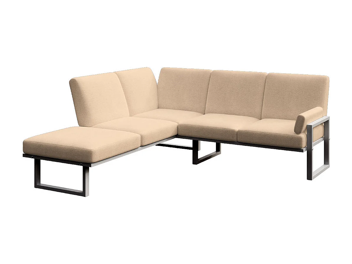 Soledo Canapé panoramique Cappucino - Cadre Anthracite