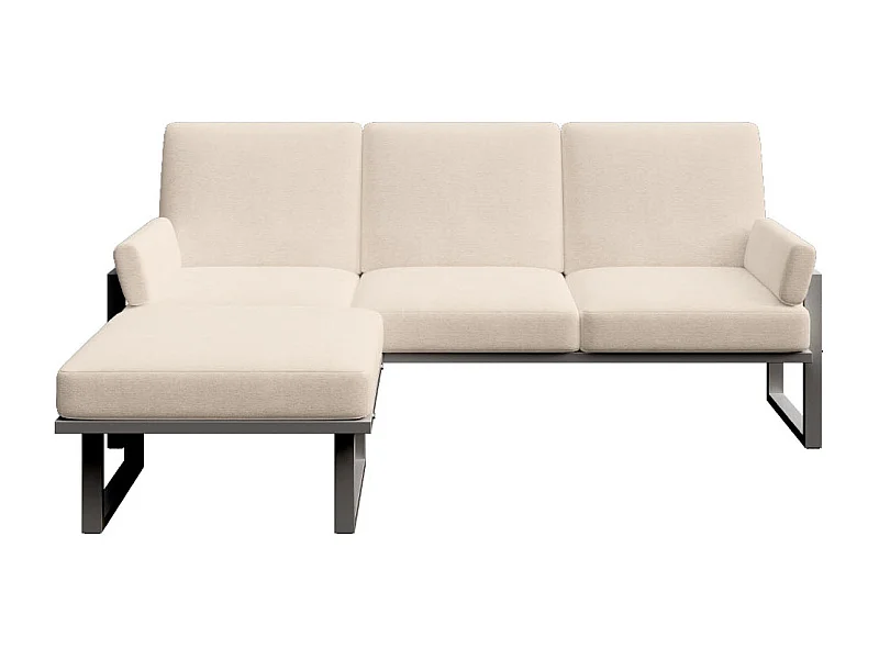 Soledo Canapé d'angle Beige clair - Cadre Anthracite