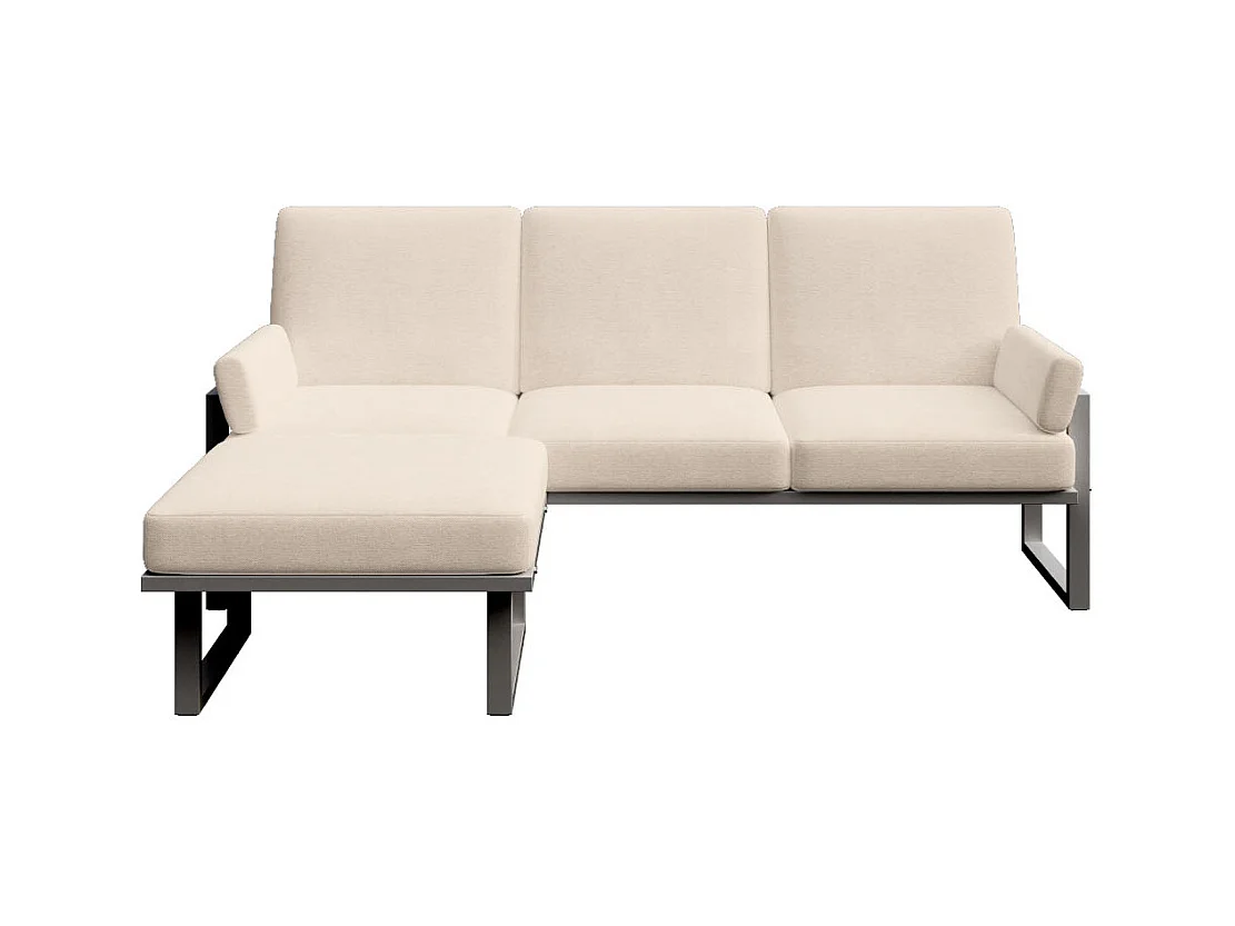 Soledo Canapé d'angle Beige clair - Cadre Anthracite