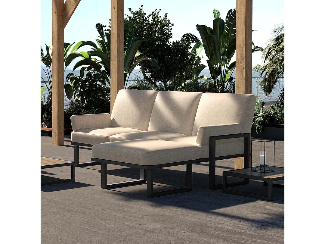 Soledo Canapé d'angle Beige clair - Cadre Anthracite