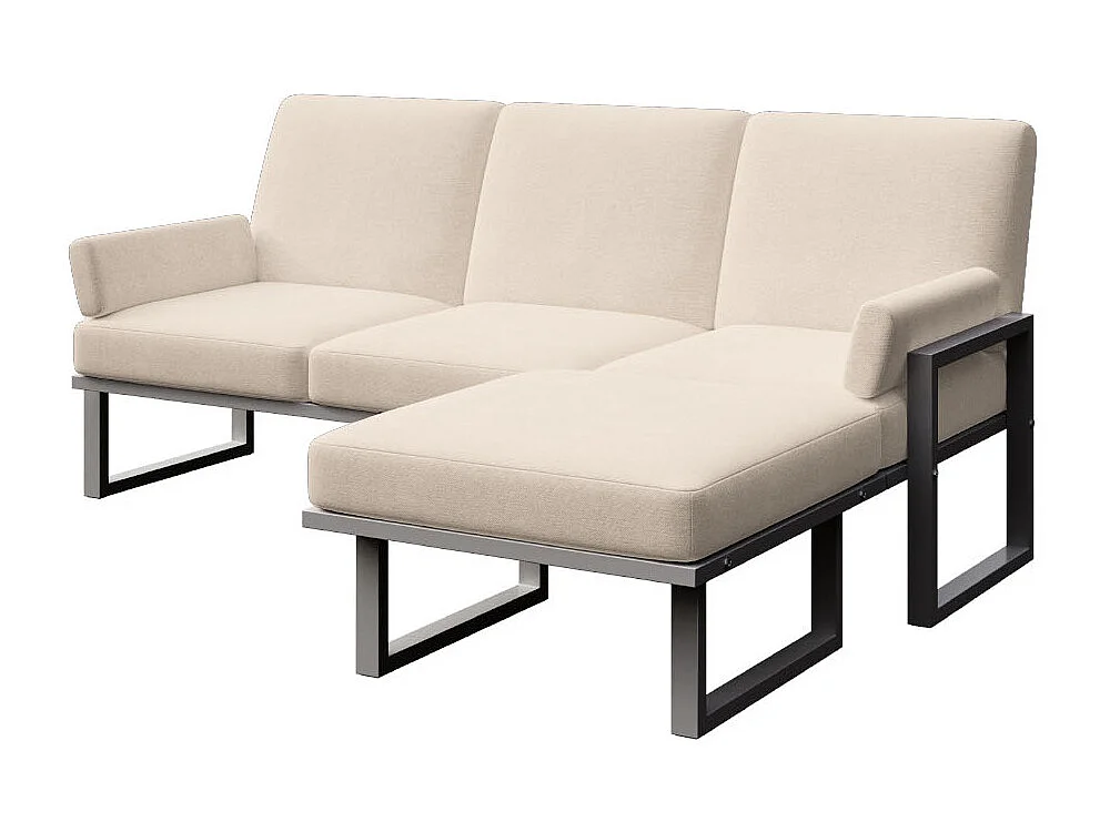 Soledo Canapé d'angle Beige clair - Cadre Anthracite