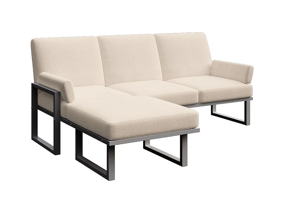 Soledo Canapé d'angle Beige clair - Cadre Anthracite