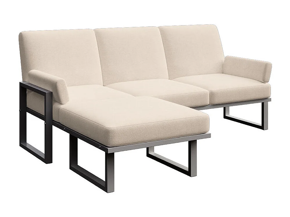 Soledo Canapé d'angle Beige clair - Cadre Anthracite