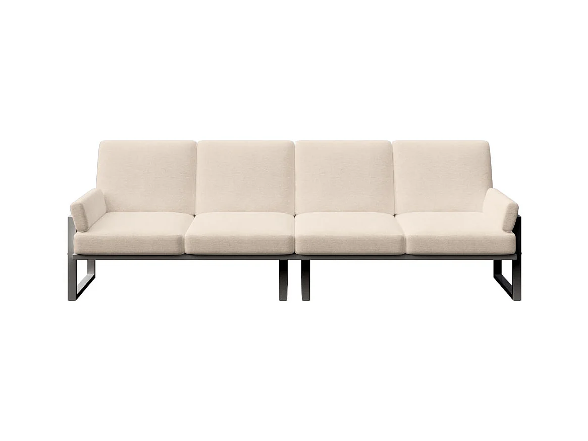 Canapé 4 places Soledo Beige clair - Cadre anthracite