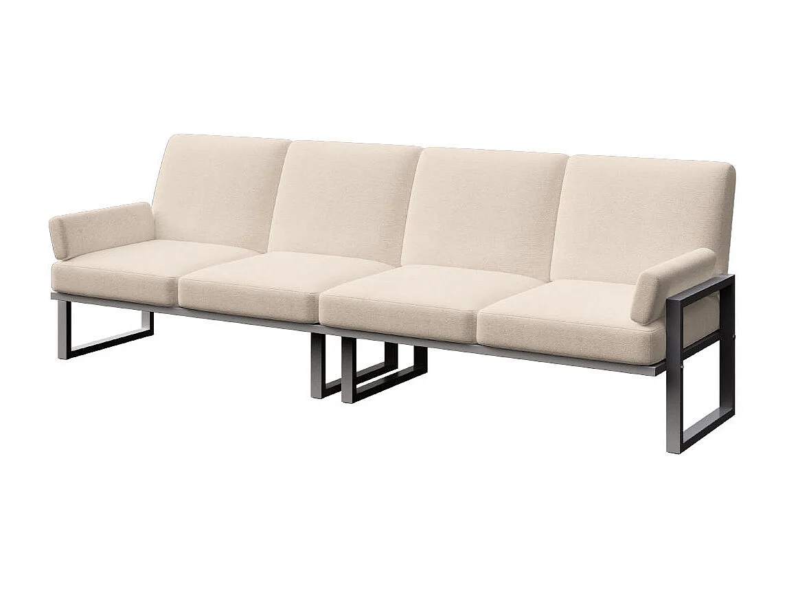 Canapé 4 places Soledo Beige clair - Cadre anthracite