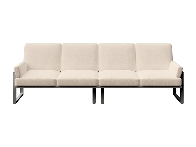 Canapé 4 places Soledo Beige clair - Cadre anthracite